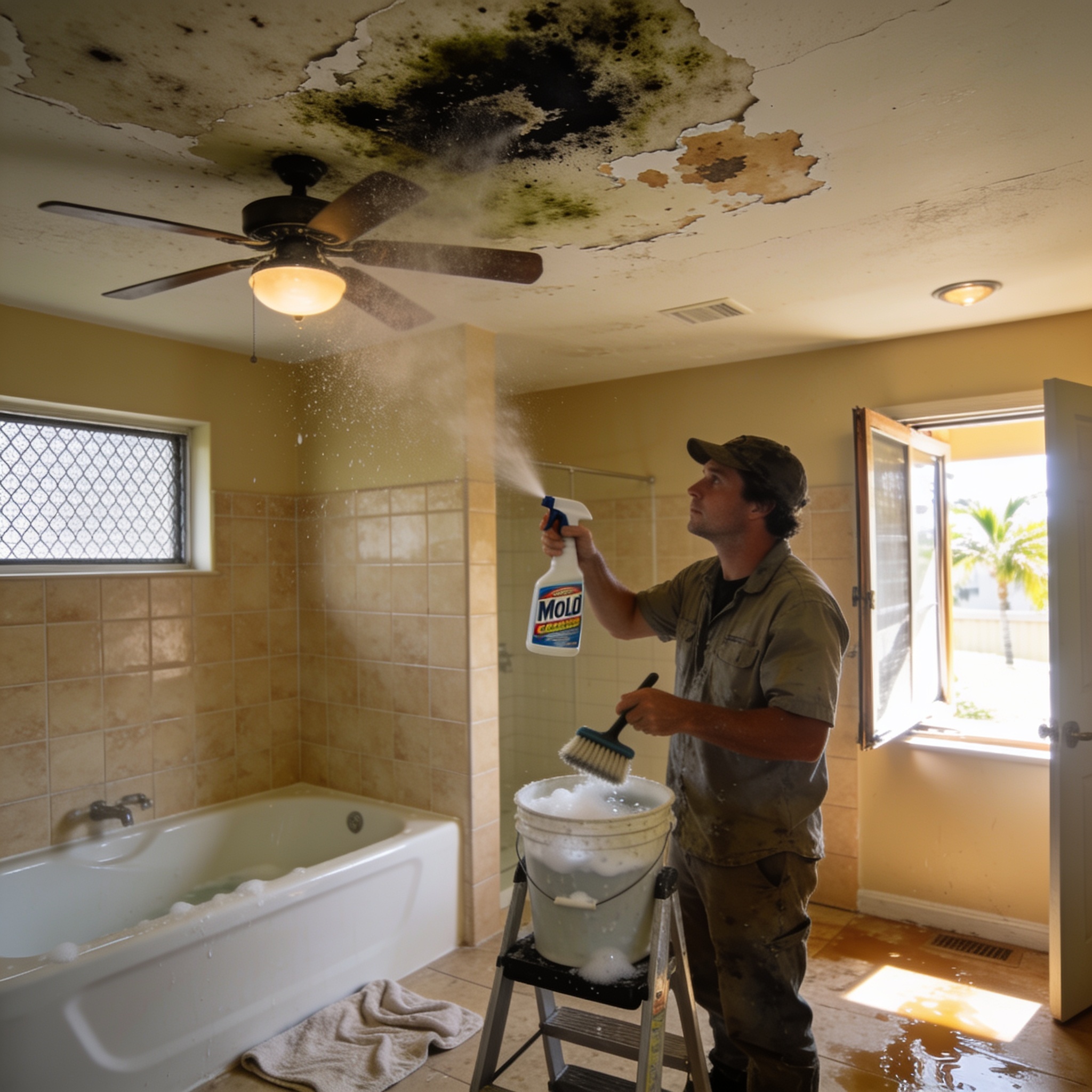 how to get rid of mold in the bathroom ceiling