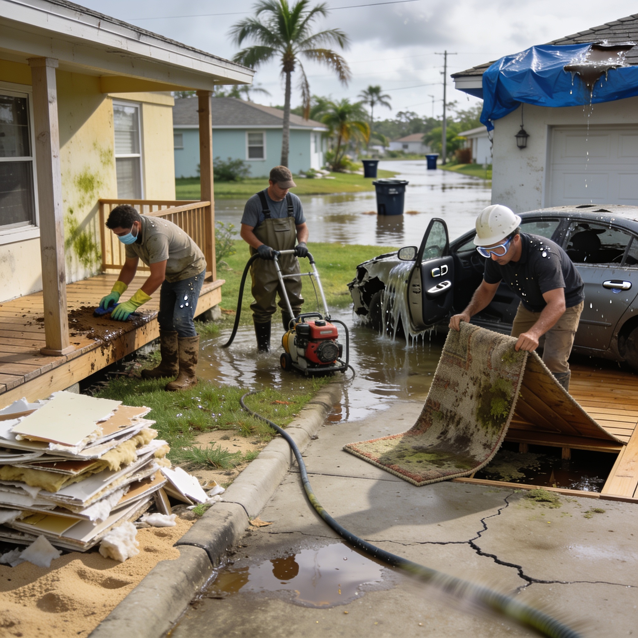 What safety precautions should you take during flood cleanup?