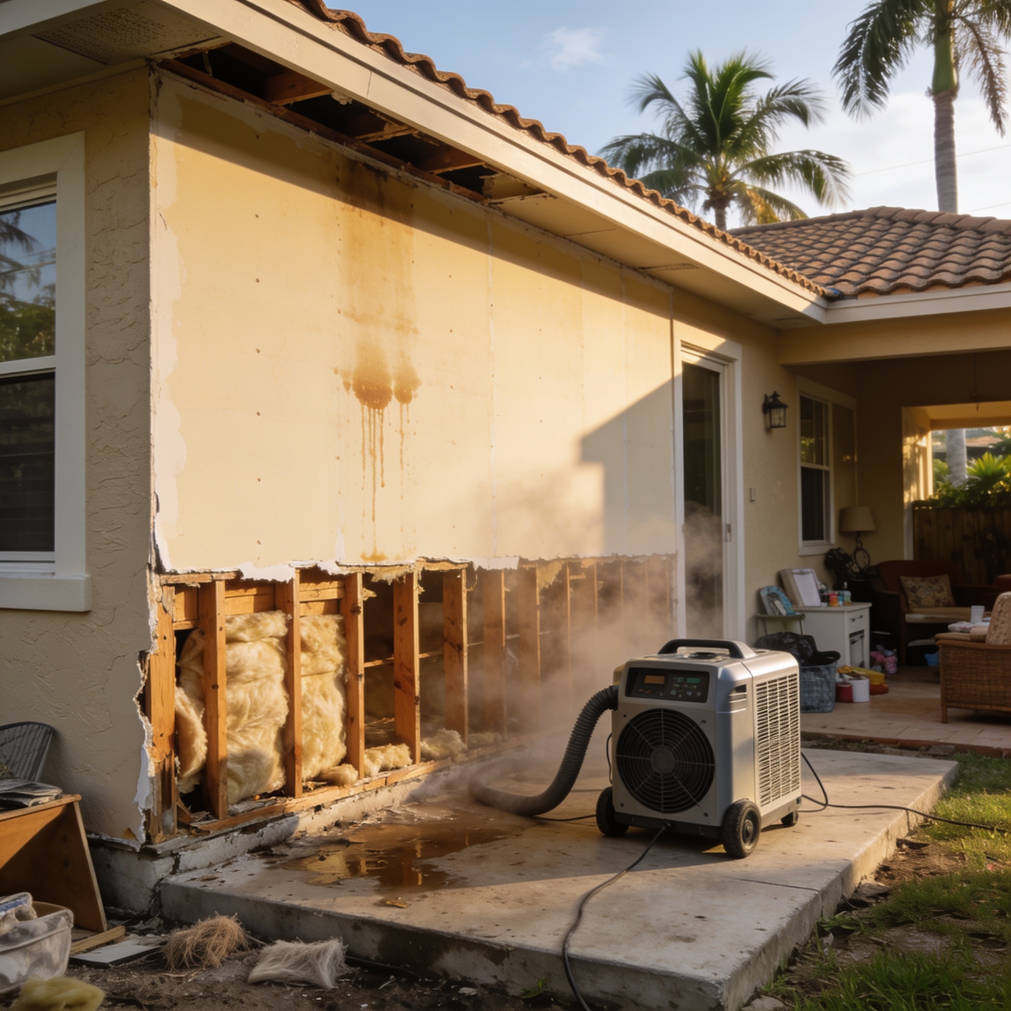 What is a flood cut and why is it used in water damage restoration?