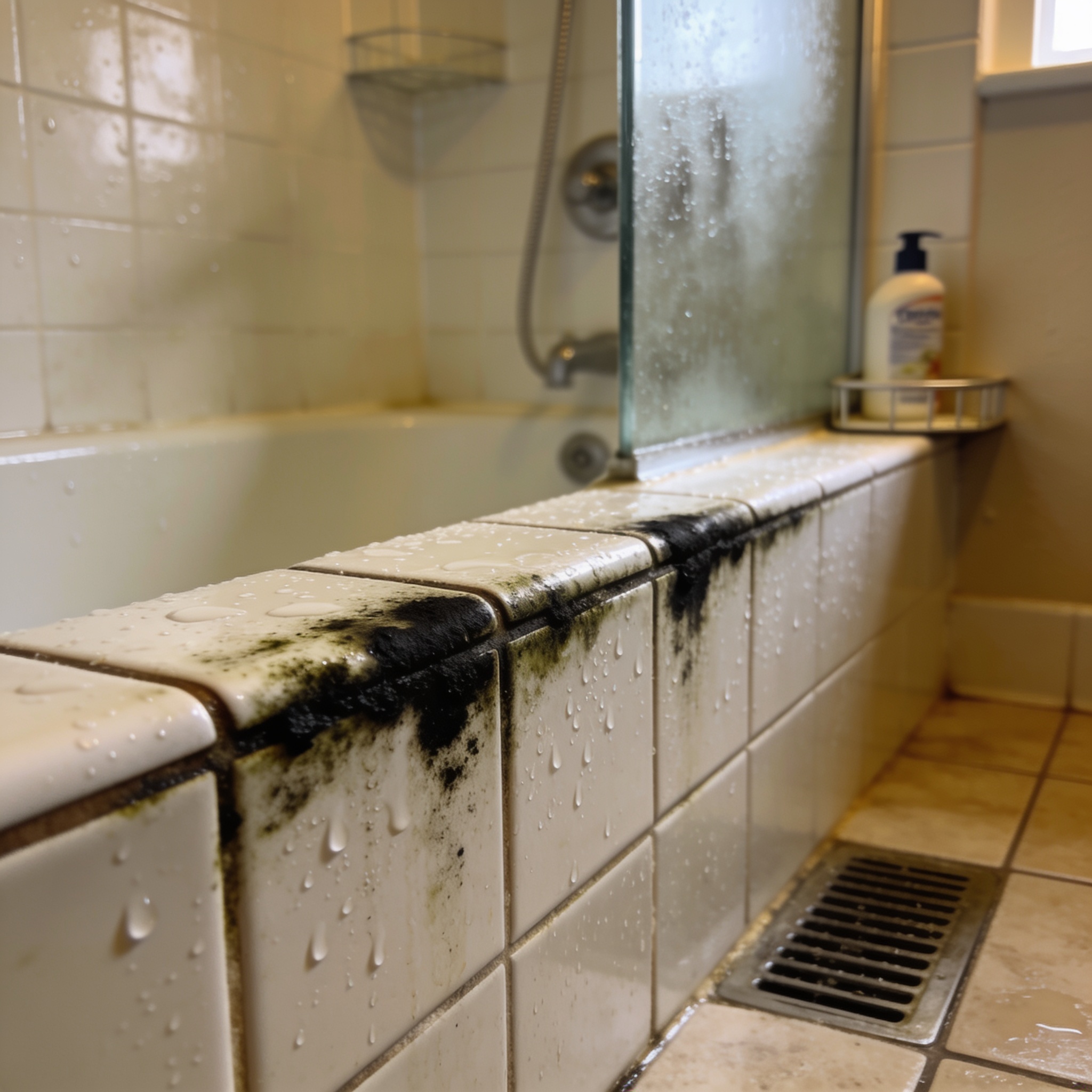 What causes black mold to grow in shower grout?
