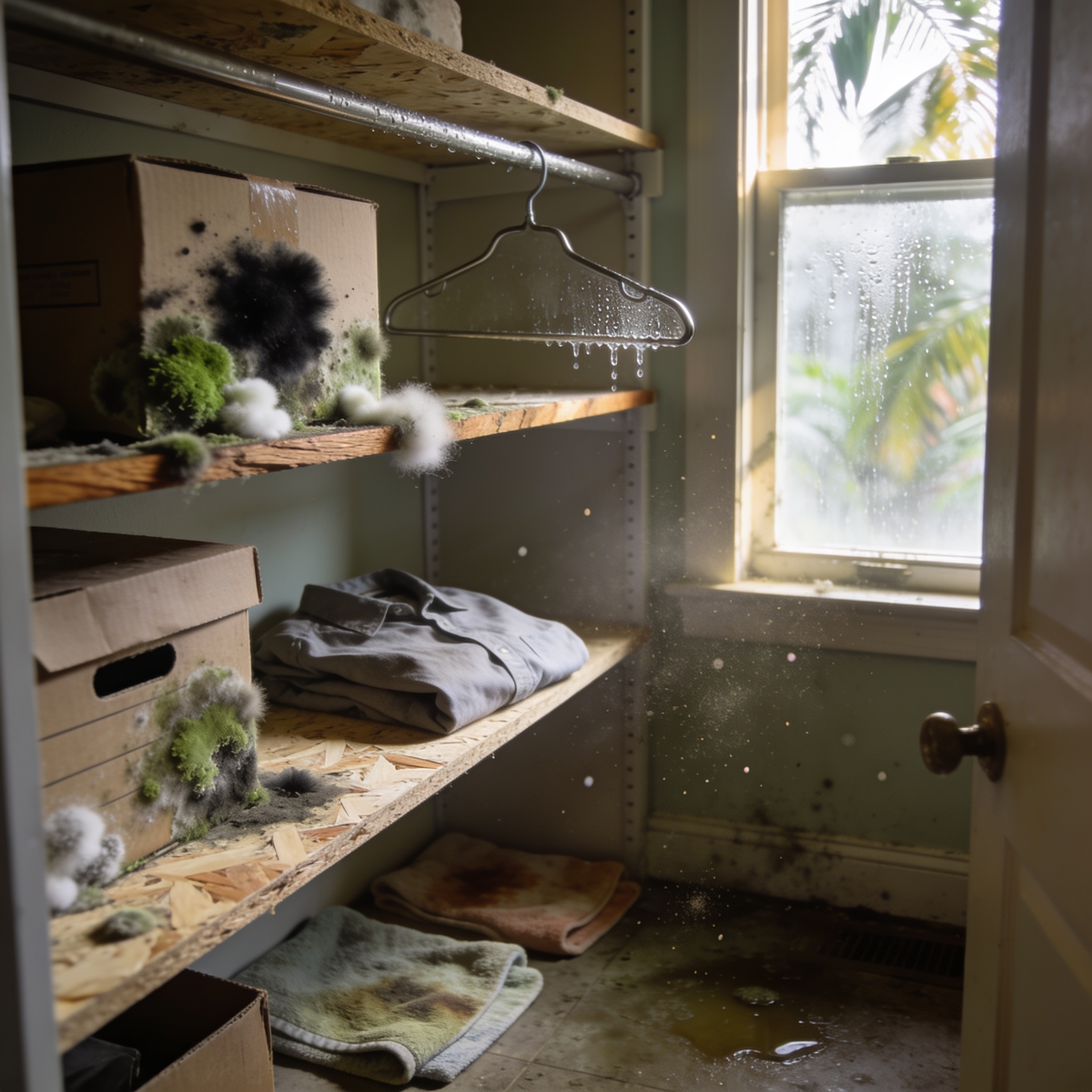 What are the signs of mold in a closet?