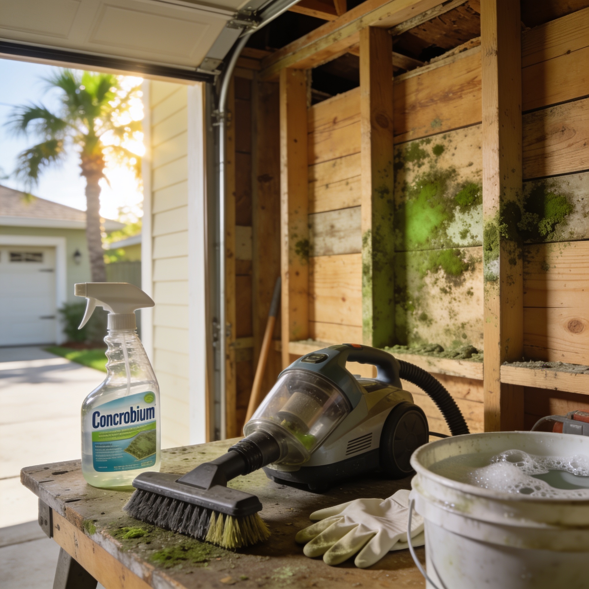 What supplies are needed for mold removal from wood studs?